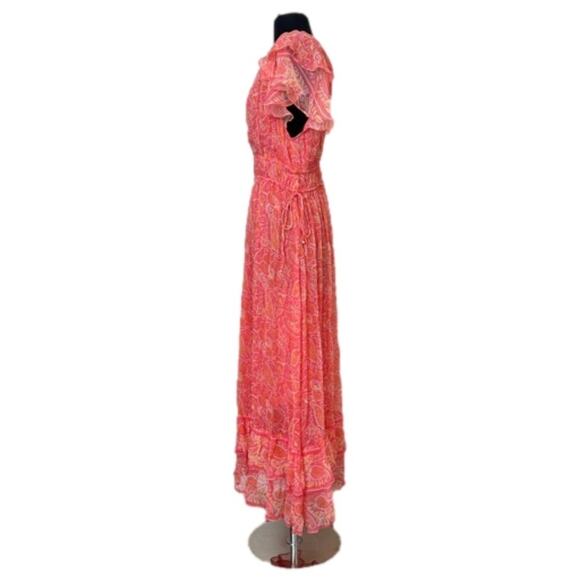 Cleobella Hannah Maxi Dress Blossom Block Print Coral Floral Cottagecore Size L - Picture 5 of 16